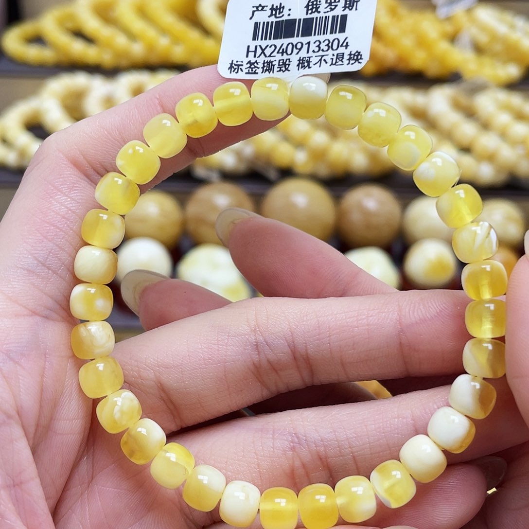 未镶嵌琥珀裸石蜜蜡老型手串6.6mm微瑕
