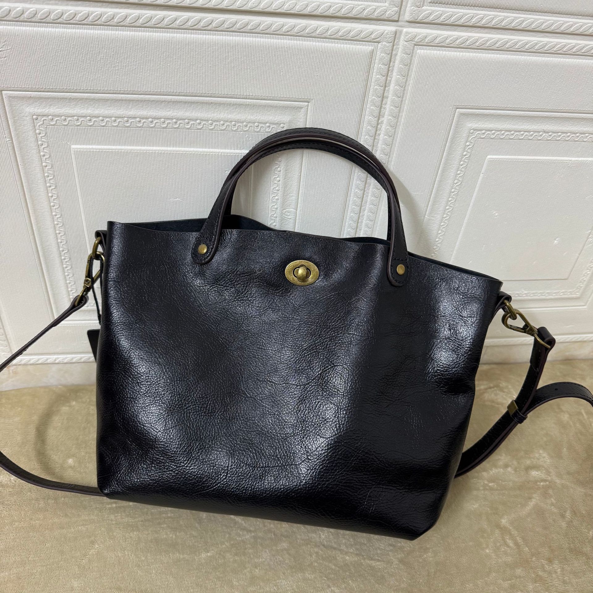 欧美时尚真皮女包头层牛皮植鞣皮复古休闲女士单肩包手提菜蓝子包