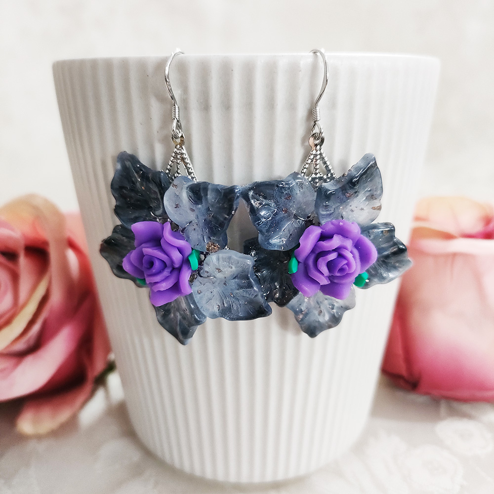 铜合金树脂耳饰 民族风气质花卉耳环3123