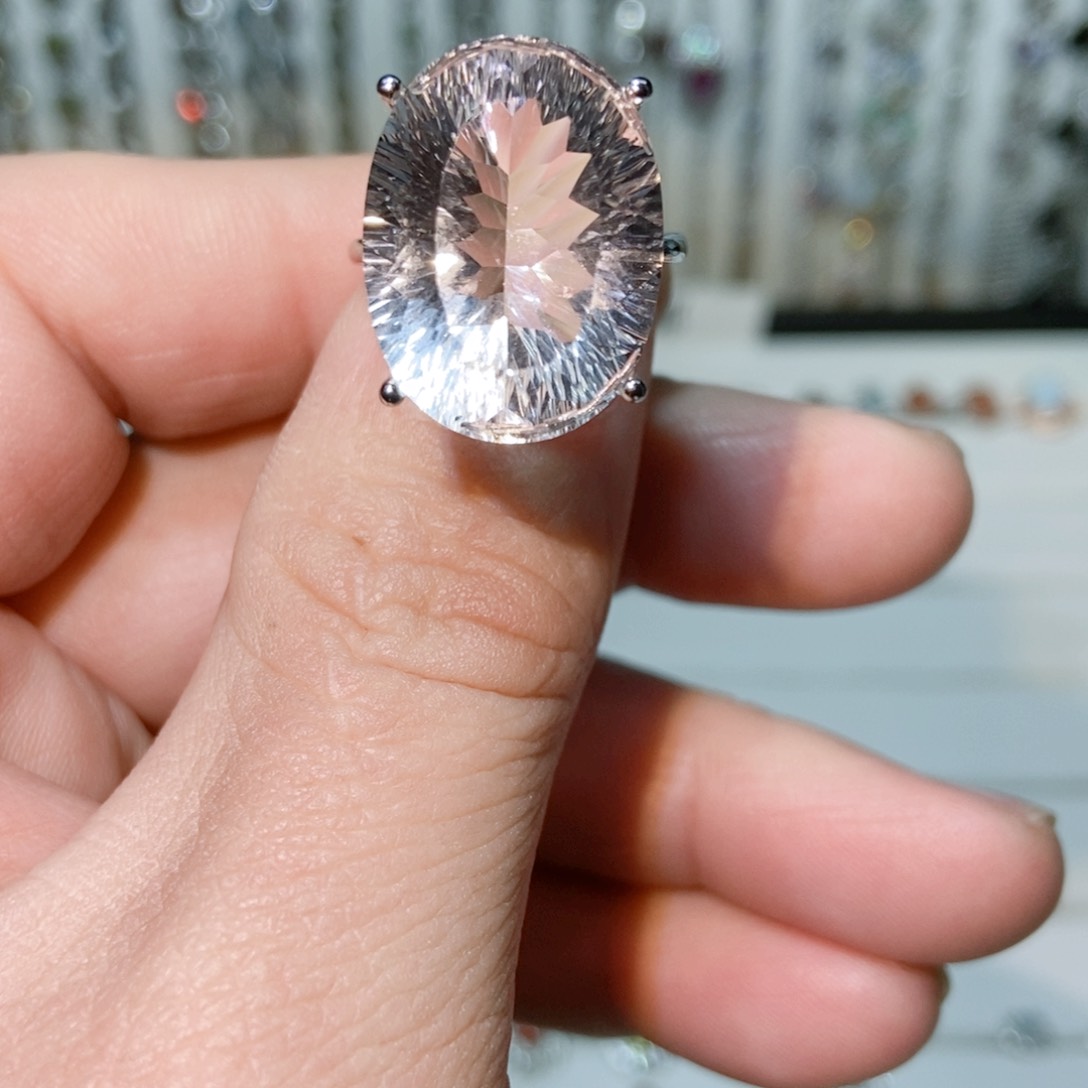 绿水晶戒指银S925镶嵌