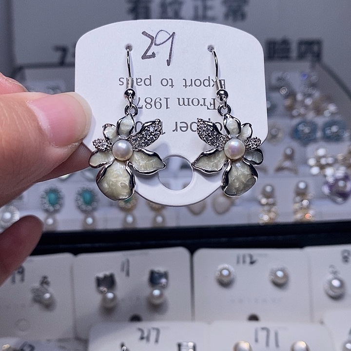 耳饰淡水珍珠银S925镶嵌