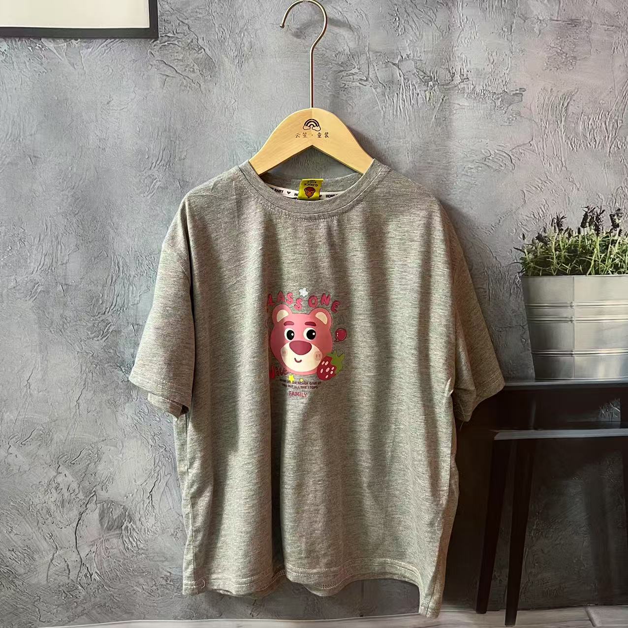 夏季短袖100%纯棉A类面料半袖圆领童装T恤休闲运动百搭体恤