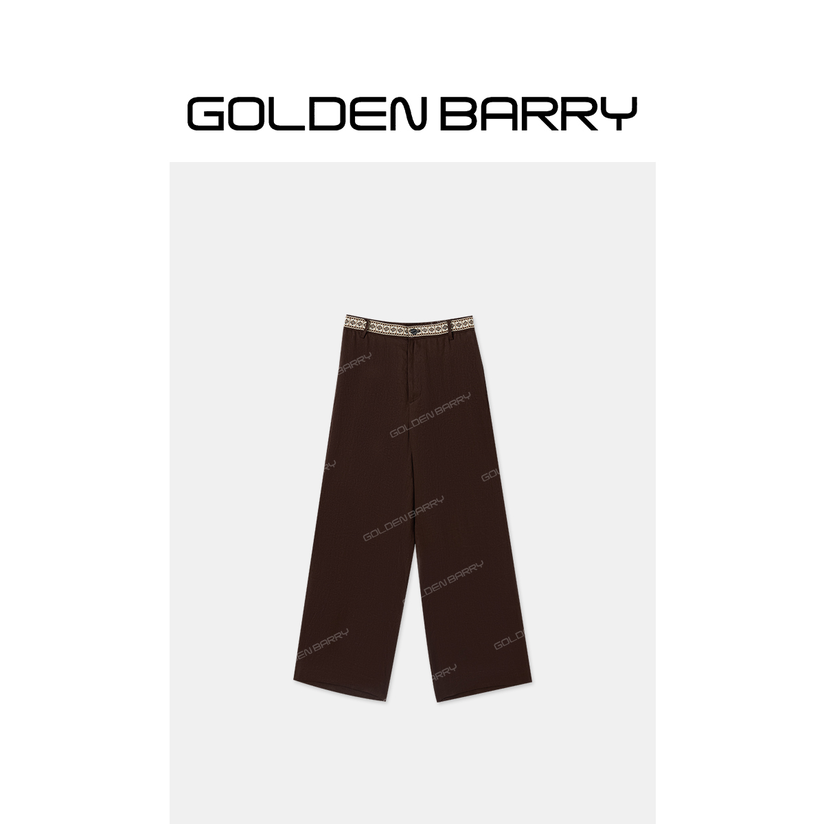 GOLDENBARRY｢摩卡栗子｣时尚亚麻休闲裤设计款高腰长裤GB060808001