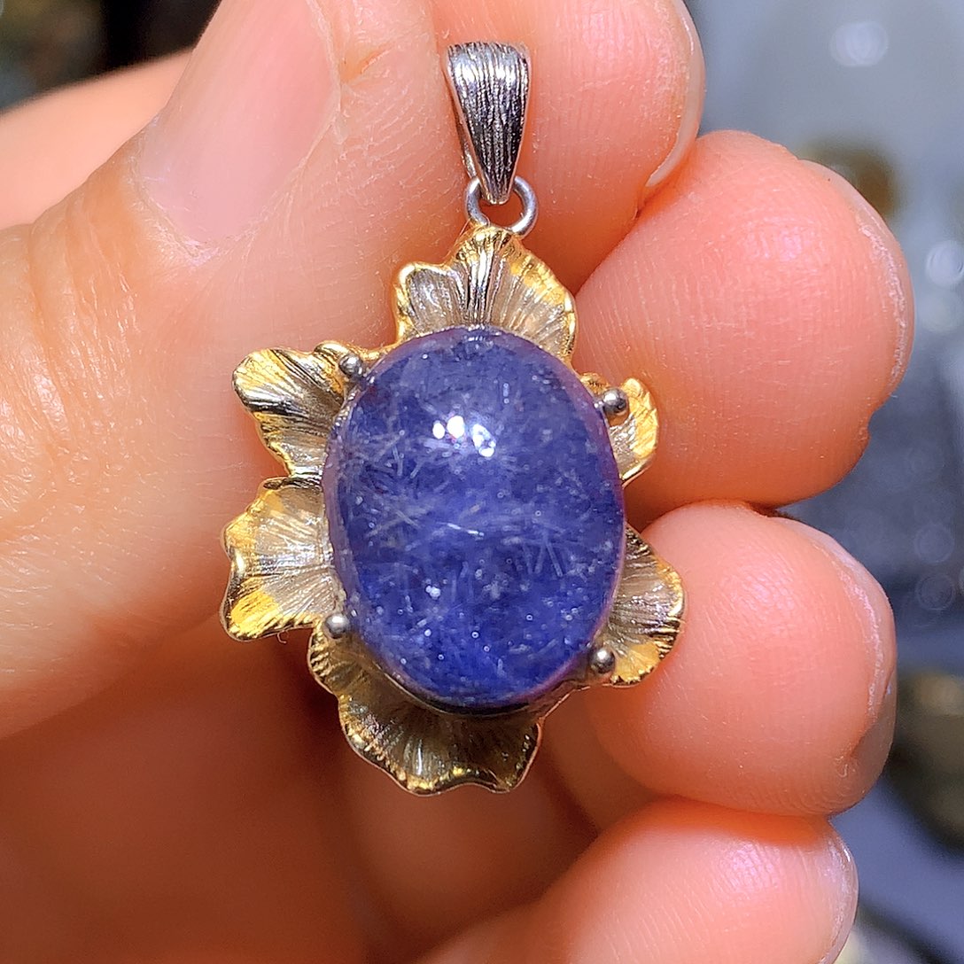 水晶吊坠银S925镶嵌天然水晶