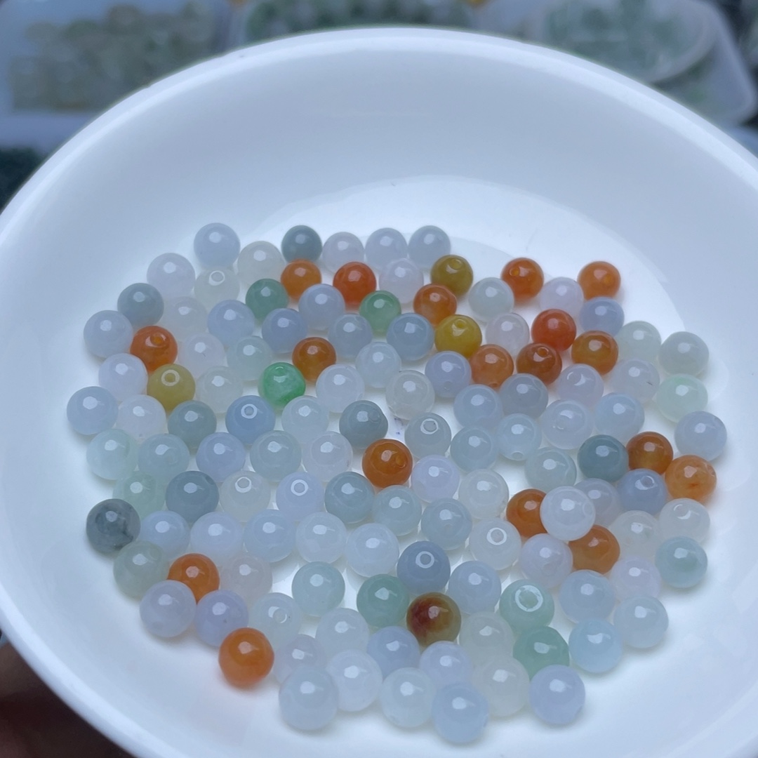 翡翠散珠卡5.7冰三彩33个