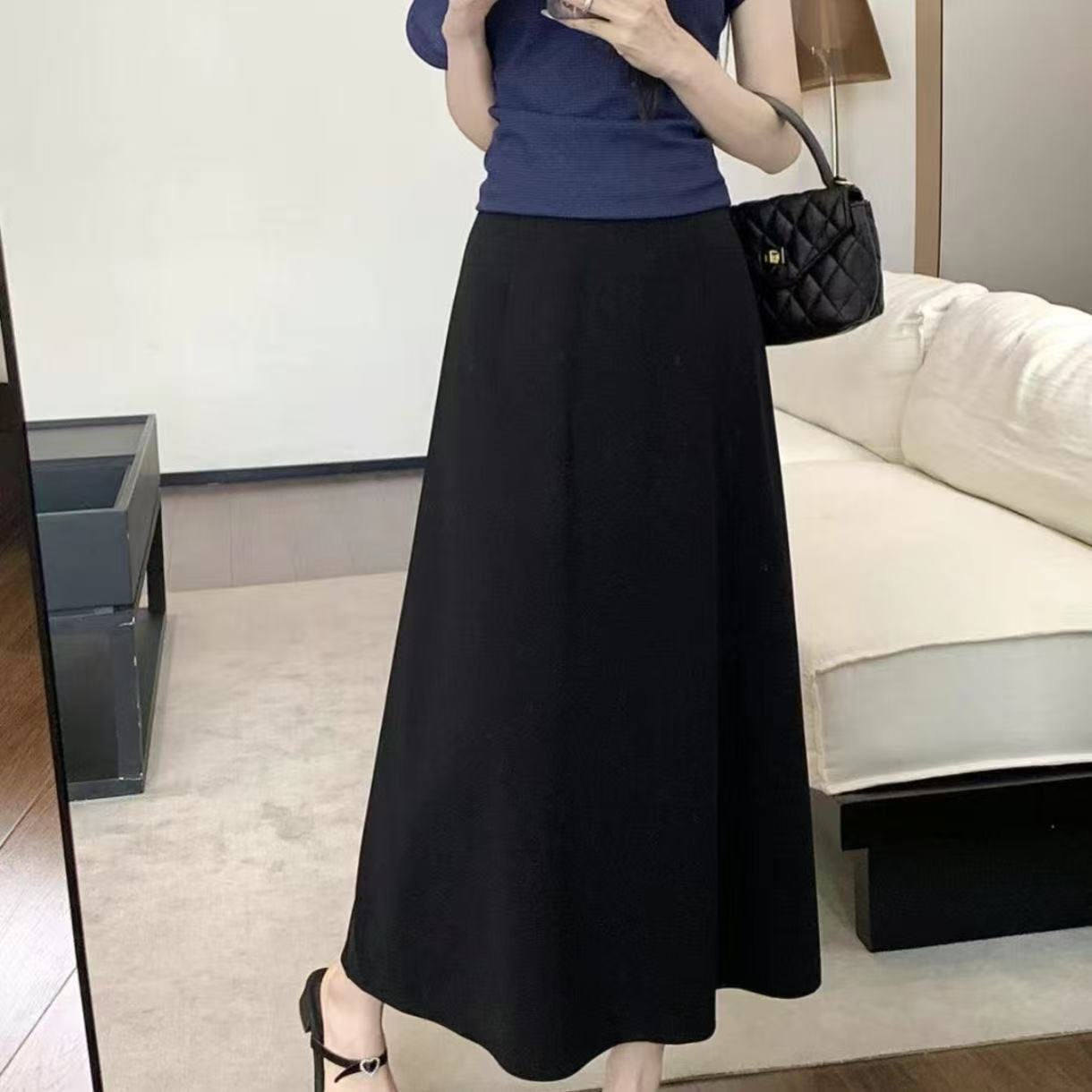 女士高腰长裤夏季阔腿裤西装裤薄款黑通勤【C区】3275 C24-2原8893