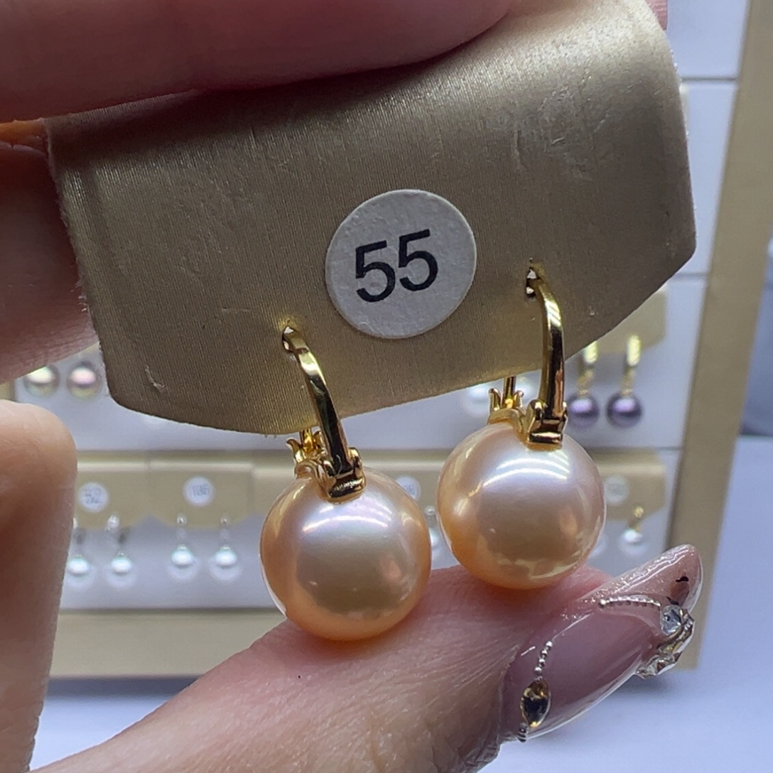 耳饰银S925镶嵌淡水珍珠