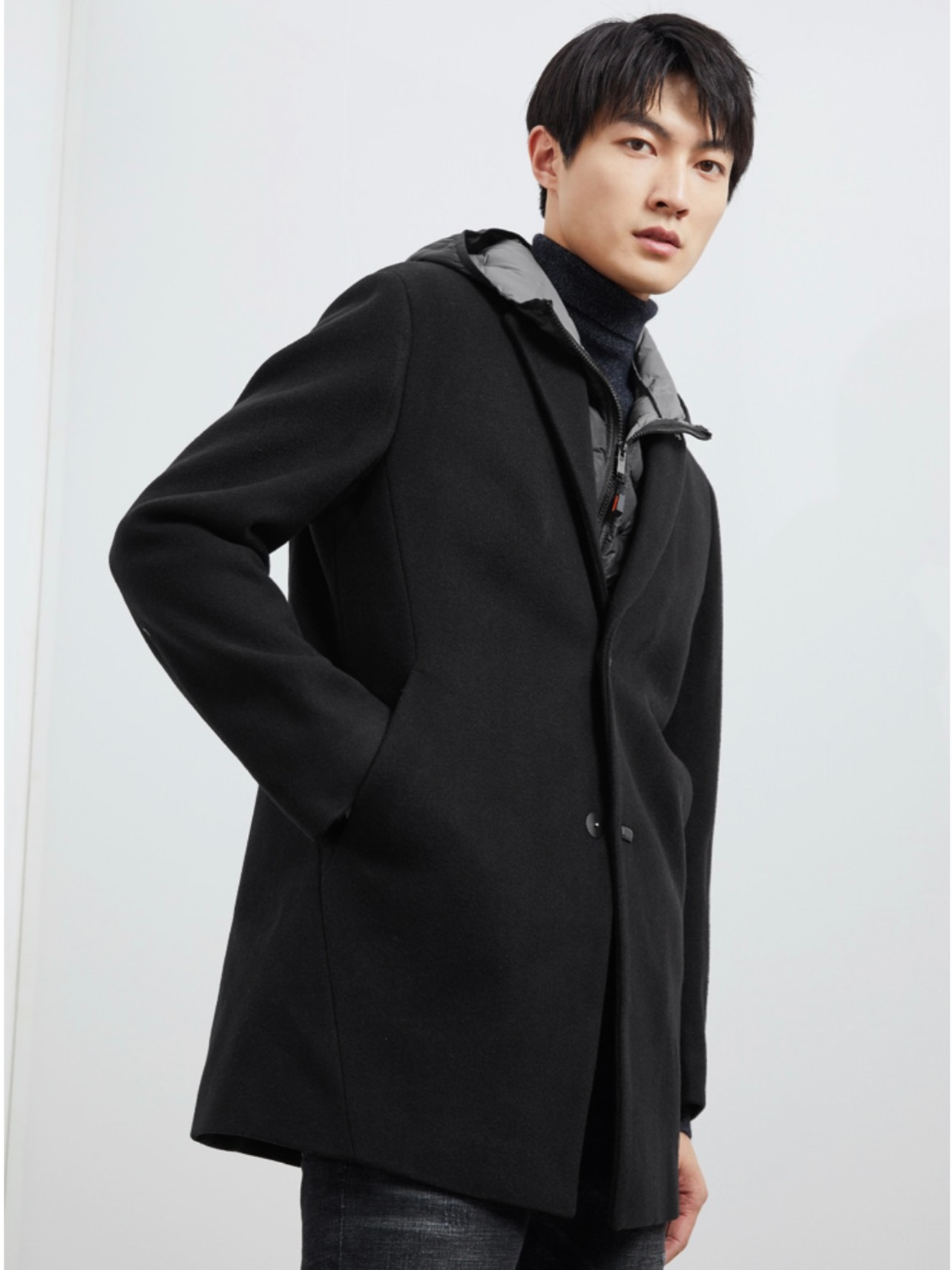 秋冬净色毛呢外套H4029