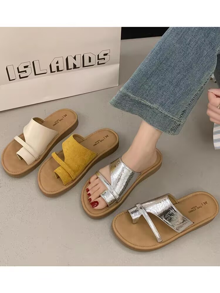 9166-7夏季新品女凉鞋粗跟一字扣凉鞋平底女凉鞋百搭低跟鞋女
