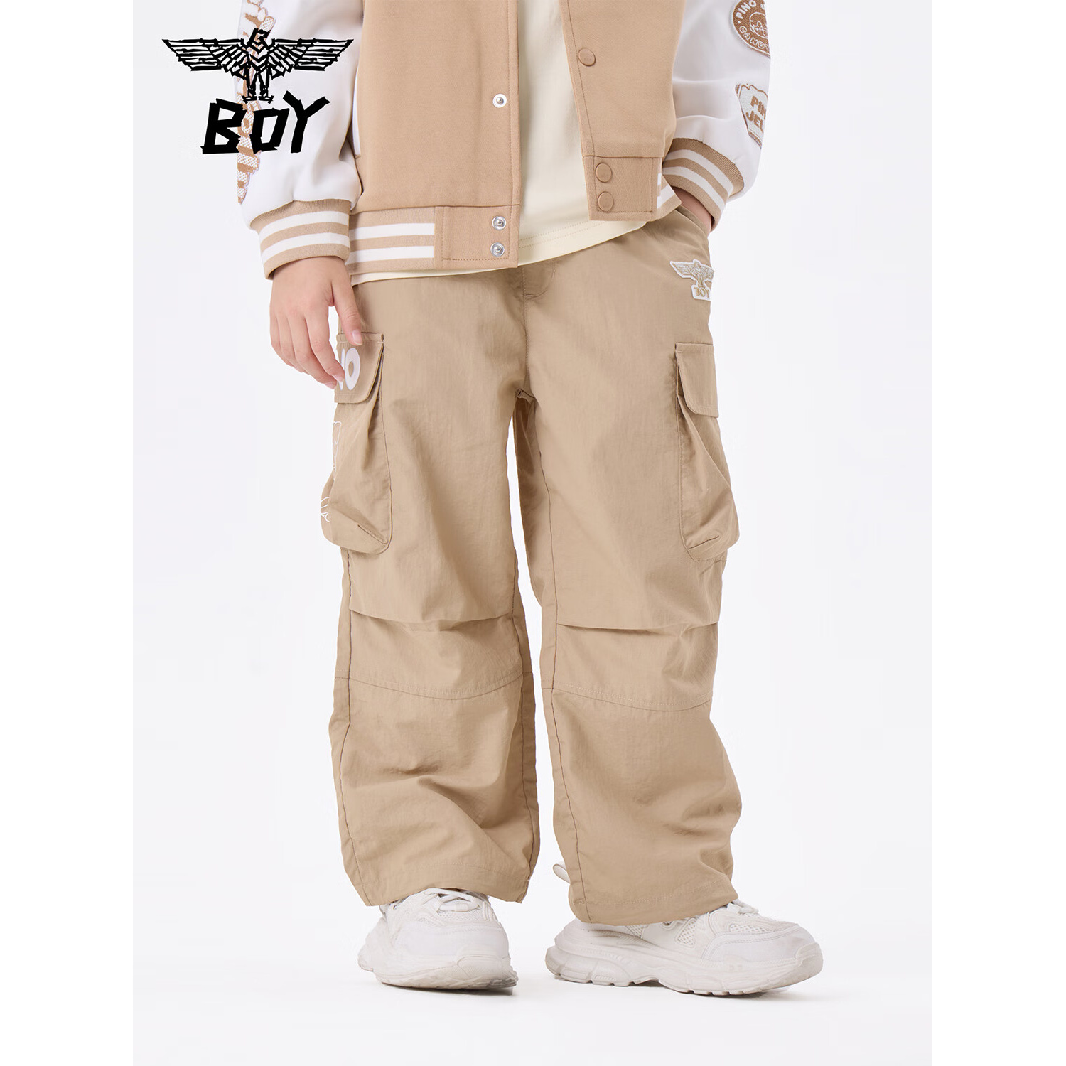 BOY JUNIOR童装25春潮牌休闲直筒工装长裤男童女童