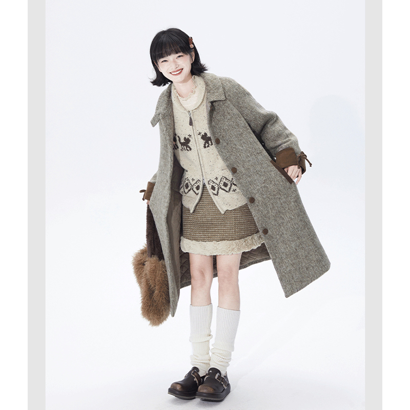 300斤大码女装复古宽松长款大衣女胖mm韩系洋气时尚风衣外套