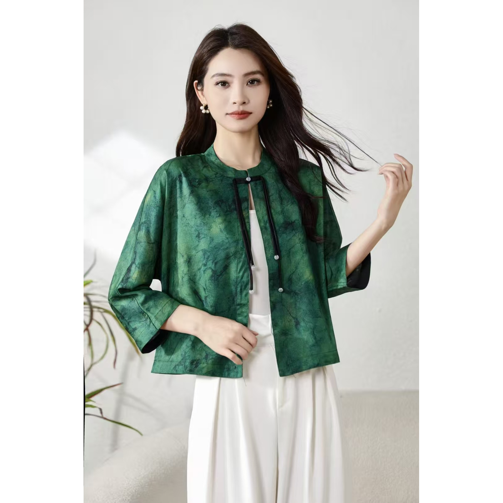 夏季新中式国风短外套女中年妈妈装复古气质文艺百搭披肩外披上衣