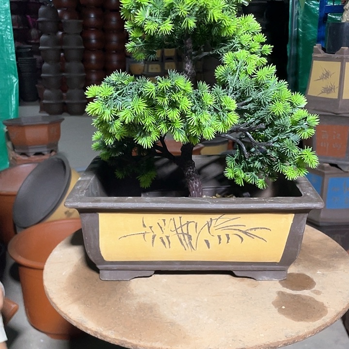 32黄色马槽花盆花盆