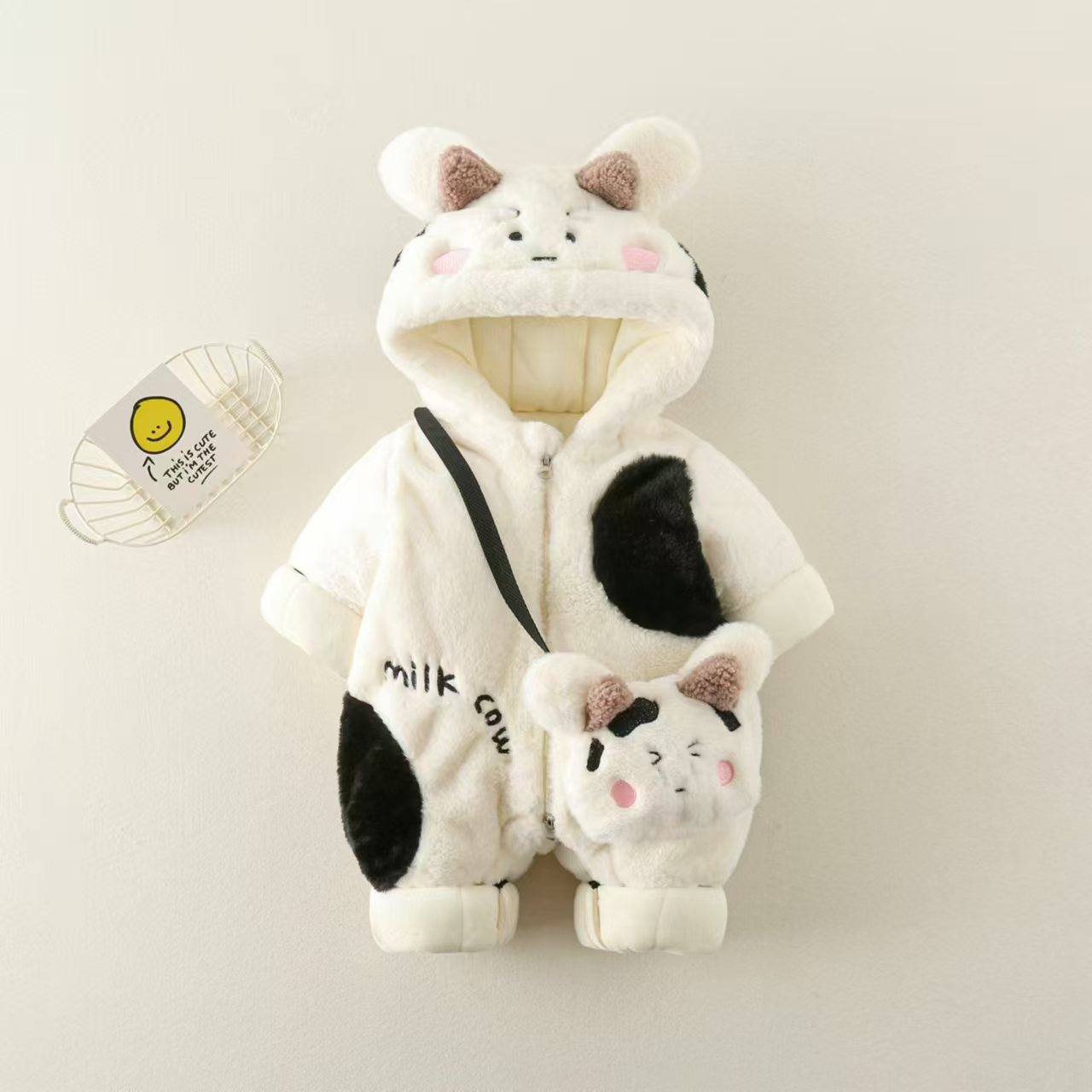 【小奶牛】婴儿连体衣冬季加厚加绒棉服宝宝衣服可爱超萌外出冬装