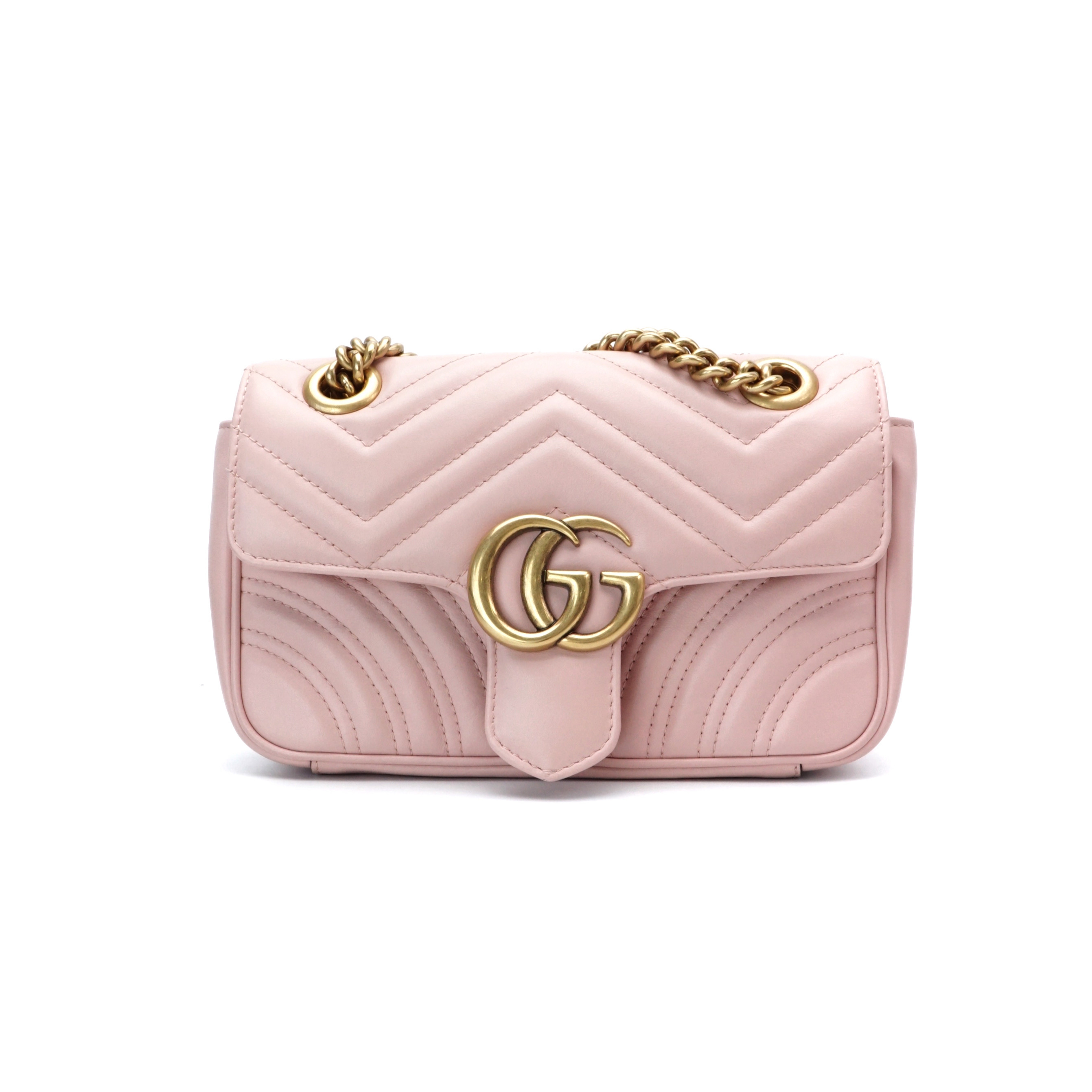 95新 GUCCI/古驰 古驰樱花粉马蒙22链条包 12109