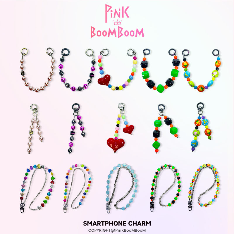 PinKBooM原创春夏新款手机链女多巴胺串珠链钥匙扣挂饰防丢高级感