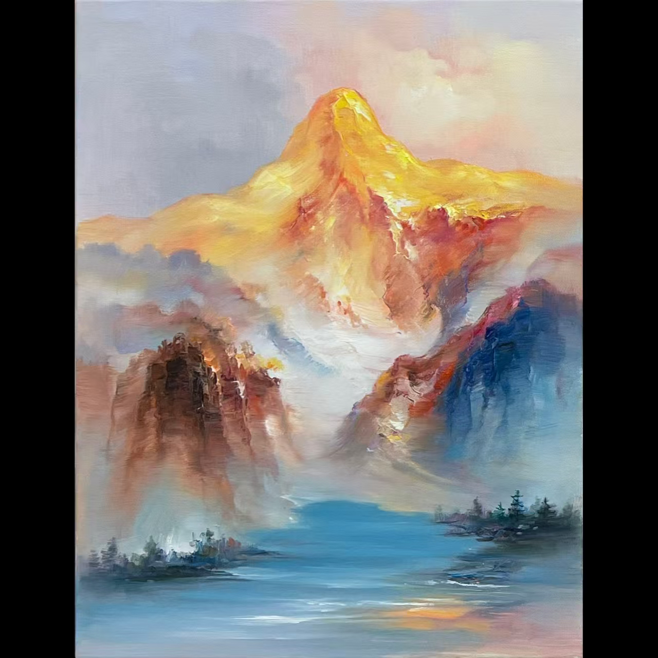 居家装饰必备意象山水《金山聚宝盆》其一 挂画60*80cm