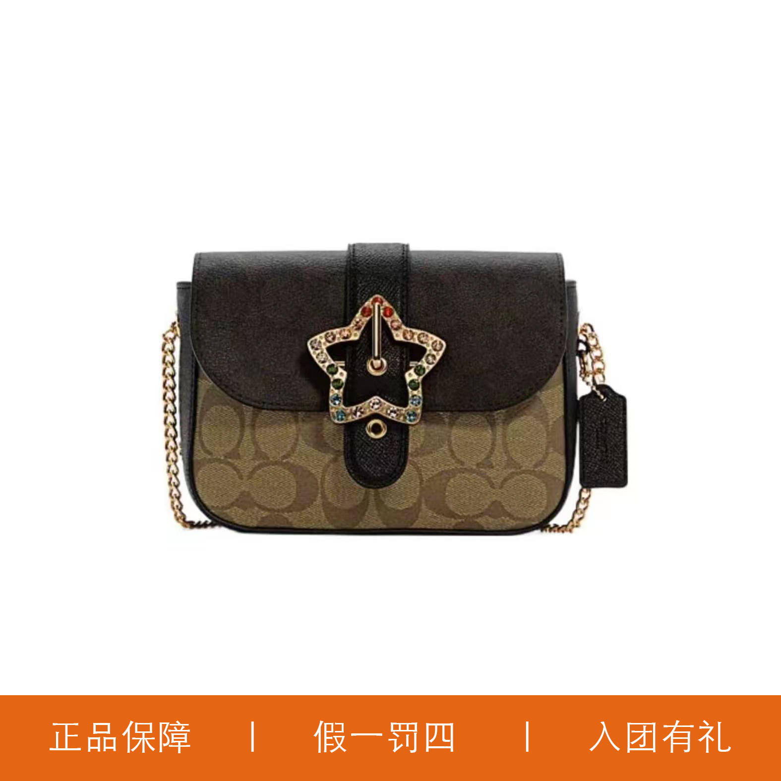 95新 COACH/蔻驰 蔻驰星钻翻盖链条包/JMSS03/18X14X6