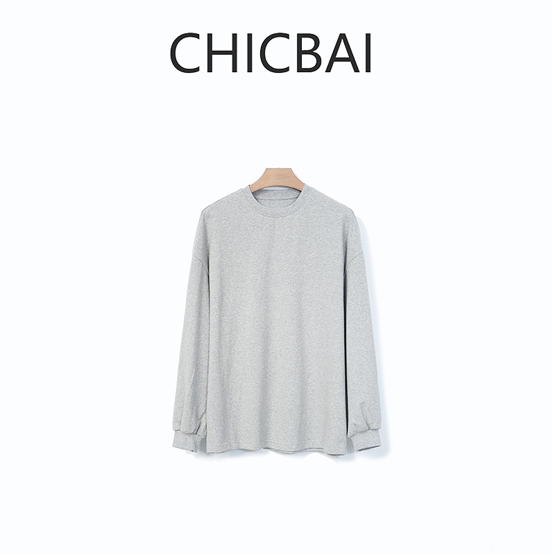 CHICBAI 美式慵懒云朵纹理长绒棉廓形T恤