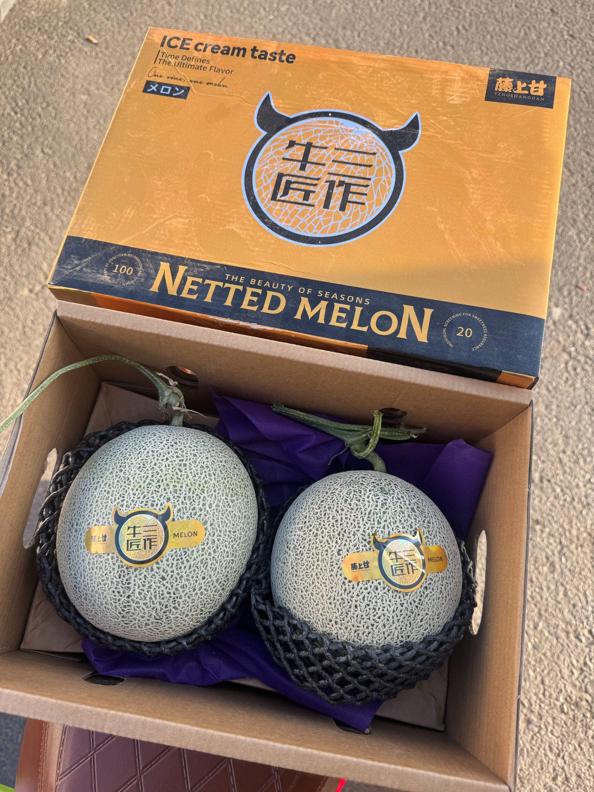 【礼盒】海南藤上甘牛三匠作软甜蜜瓜2颗净重6-7斤