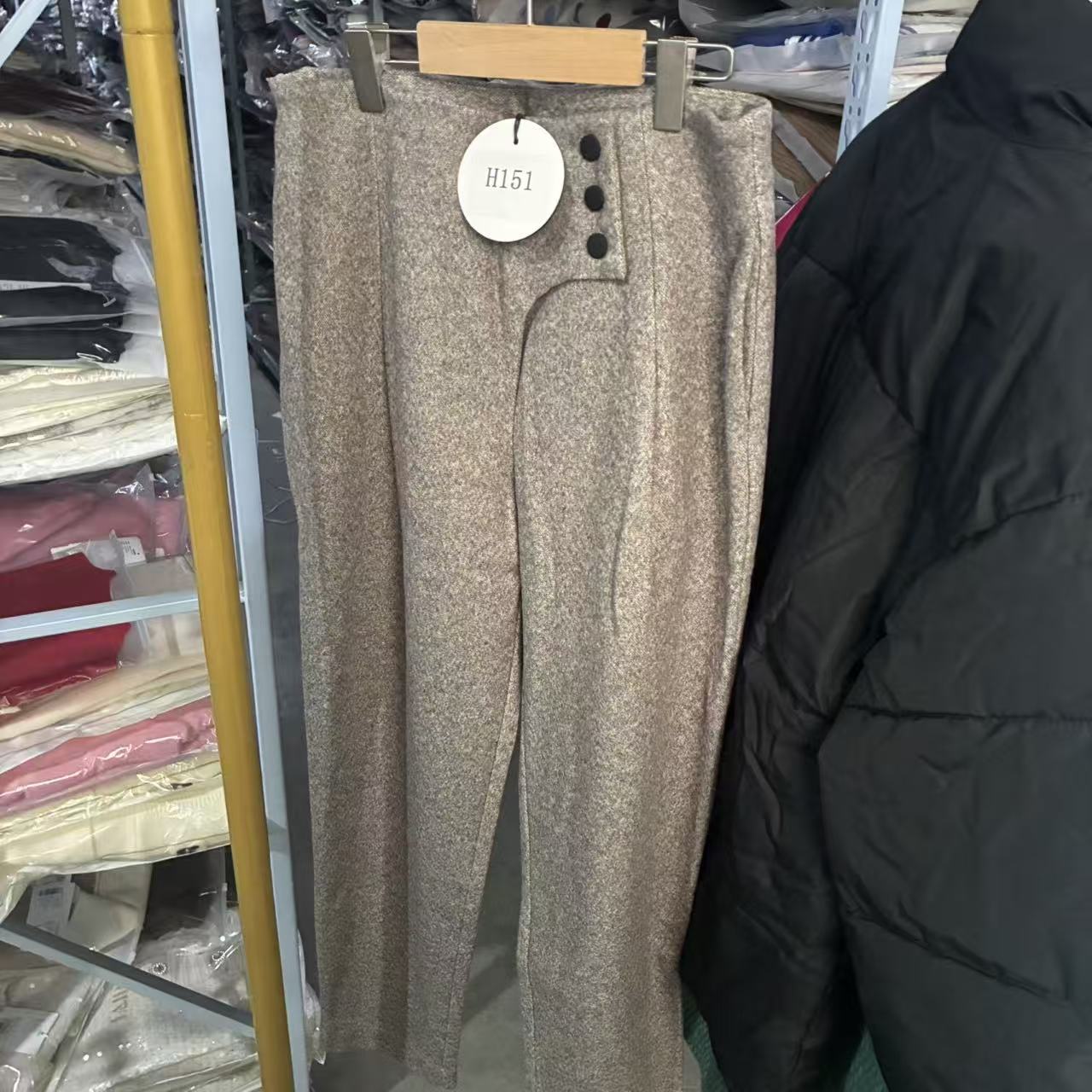 H151腿裤秋冬休闲裤厚款直筒阔腿裤运动裤灰色休闲长裤