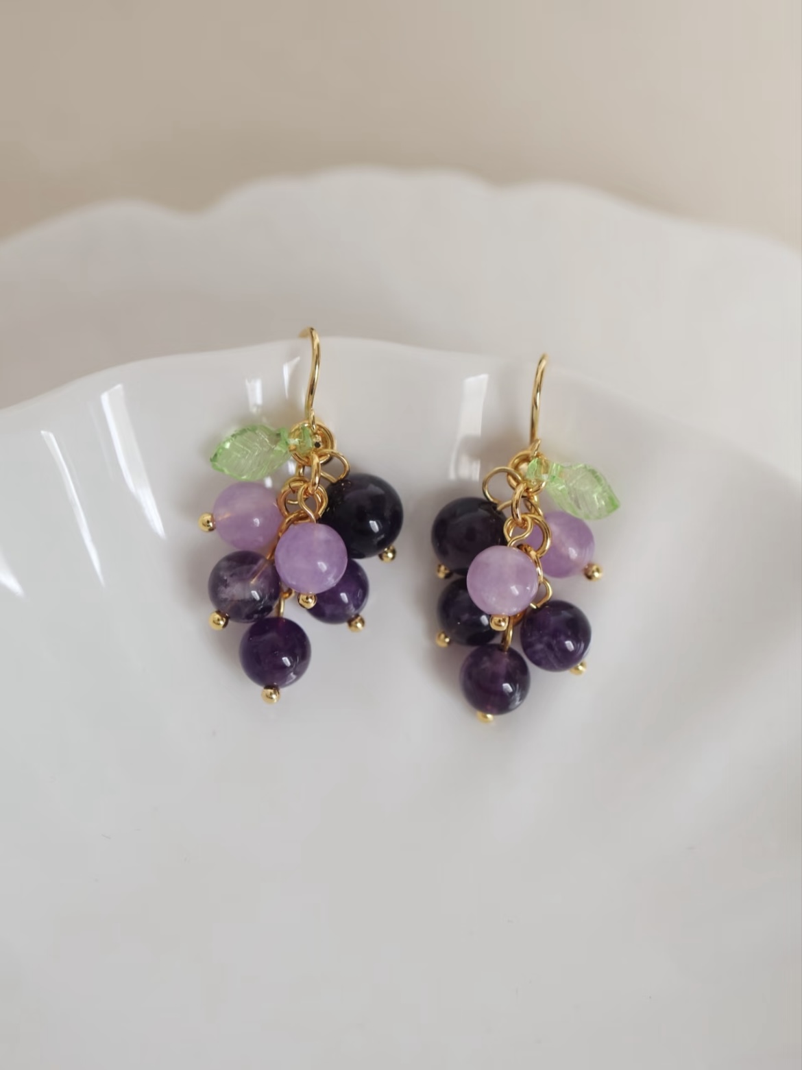 铜合金耳饰 H613葡萄气泡清新紫色串珠森系多巴胺彩色无耳洞耳夹