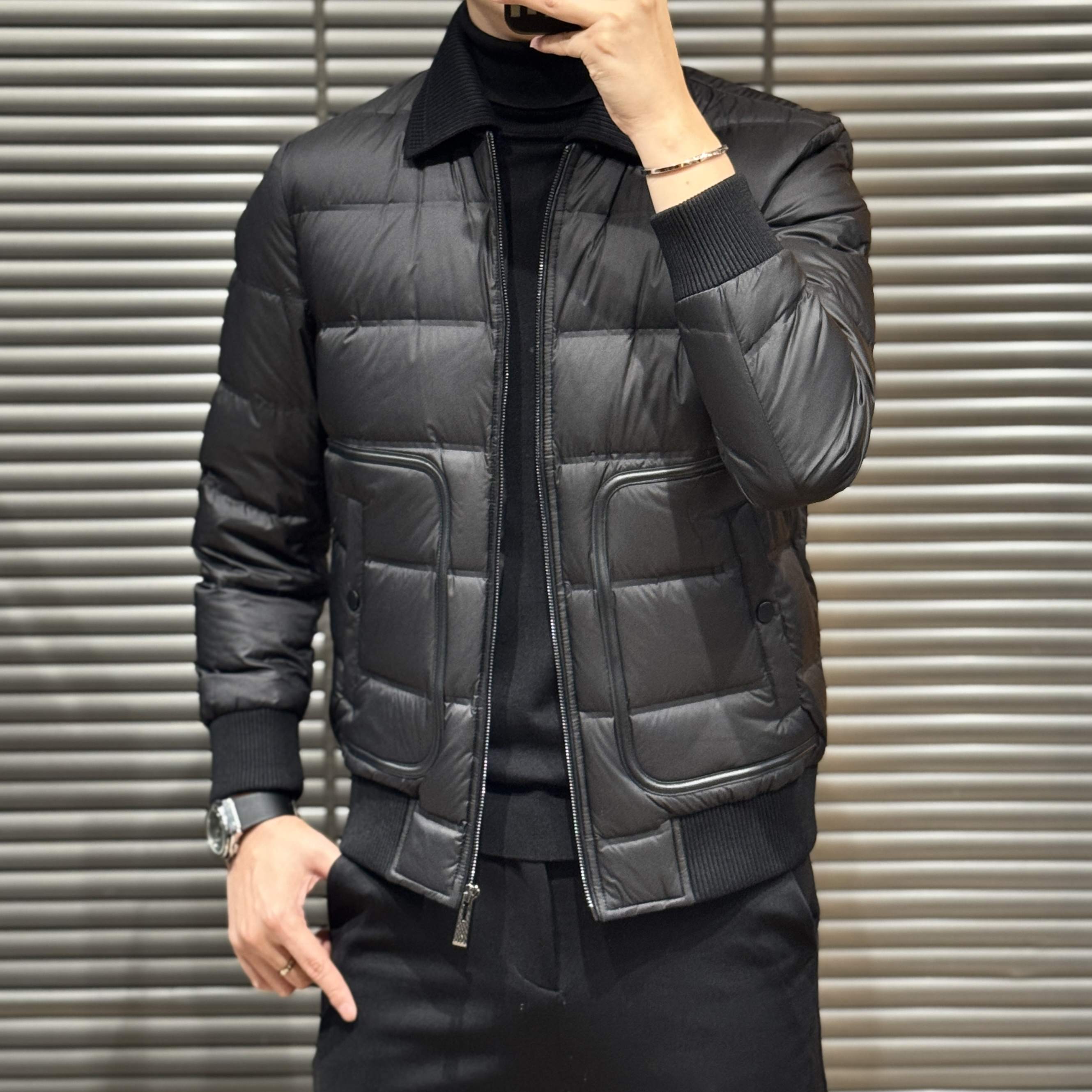 小雨男装｜高奢·6803冬季新品定制针织领无痕时装羽绒服H