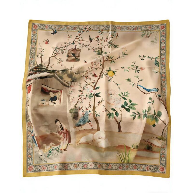 M006（四合庭院）2025年新款国风百搭时尚围巾70*70左右  [无礼盒]