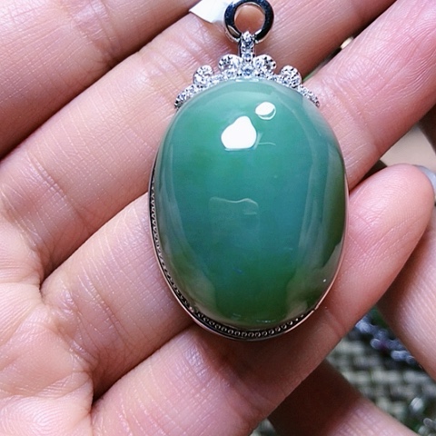 和田玉戒指银S925镶嵌