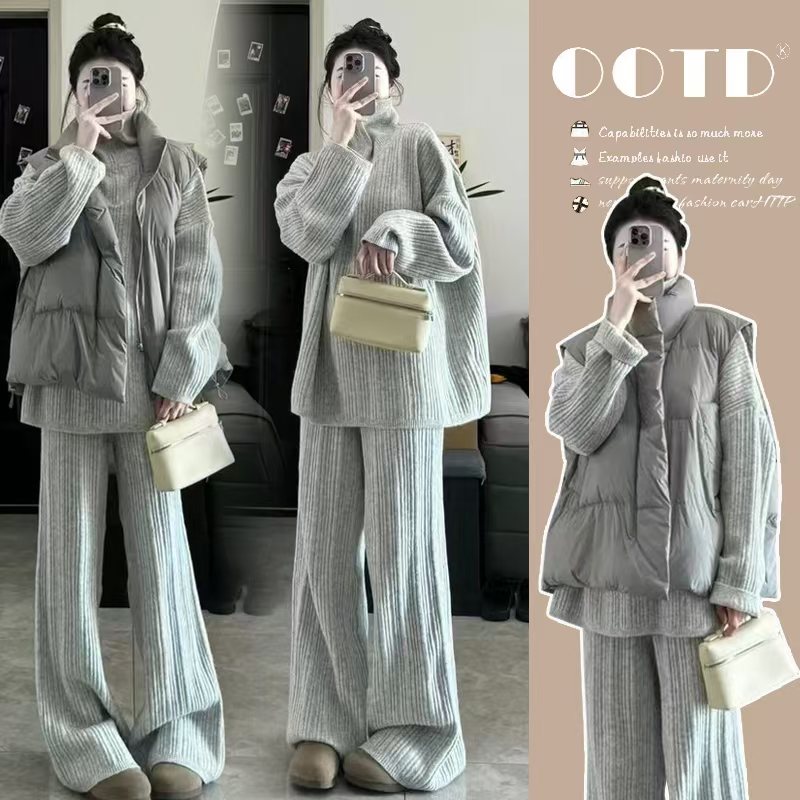 孕妇装秋冬软糯亲肤拉链时尚潮流毛衣休闲款时髦孕妈毛衣宽松显瘦