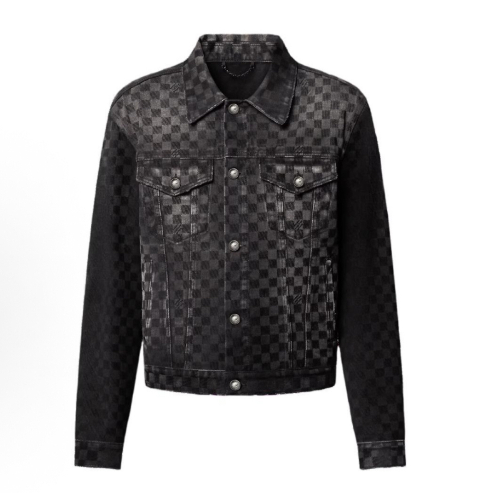 未使用 LouisVuitton/路易威登 48码/黑色棋盘格牛仔外套