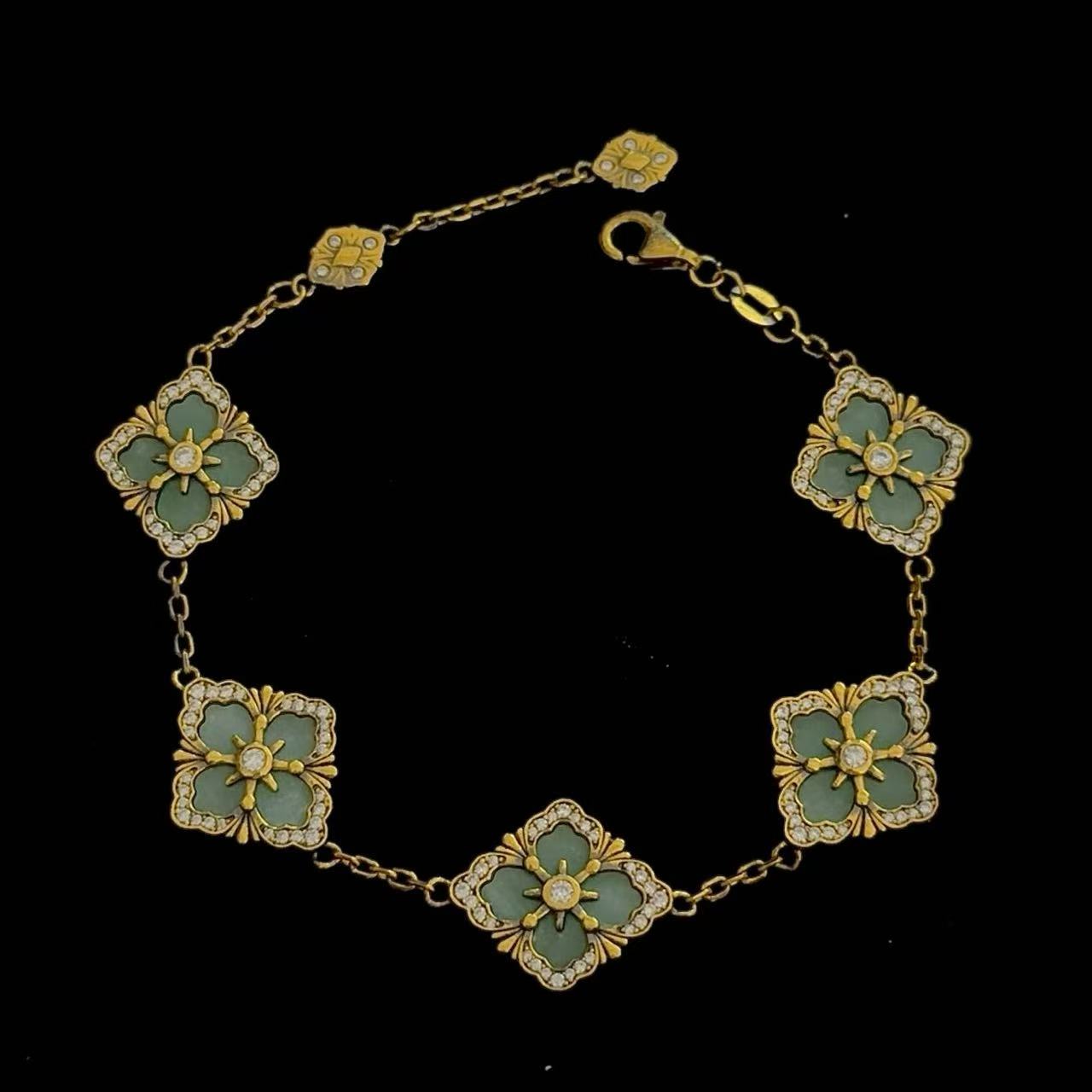 【足金999四叶草手链】黑金手链#精品硬金工艺