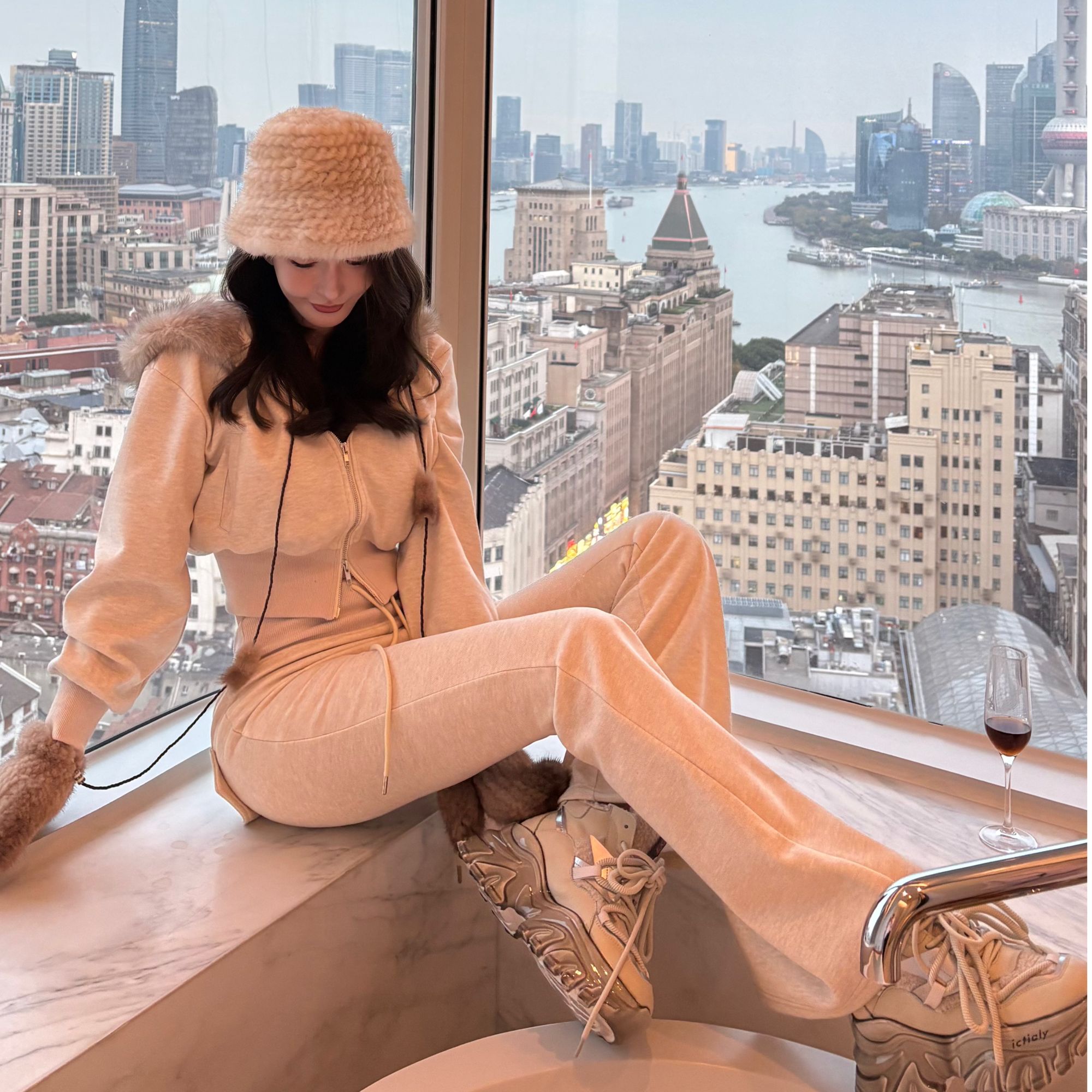 GUIDI GUDI【外滩辣妹】两件套上衣+休闲裤套装 D9442206H