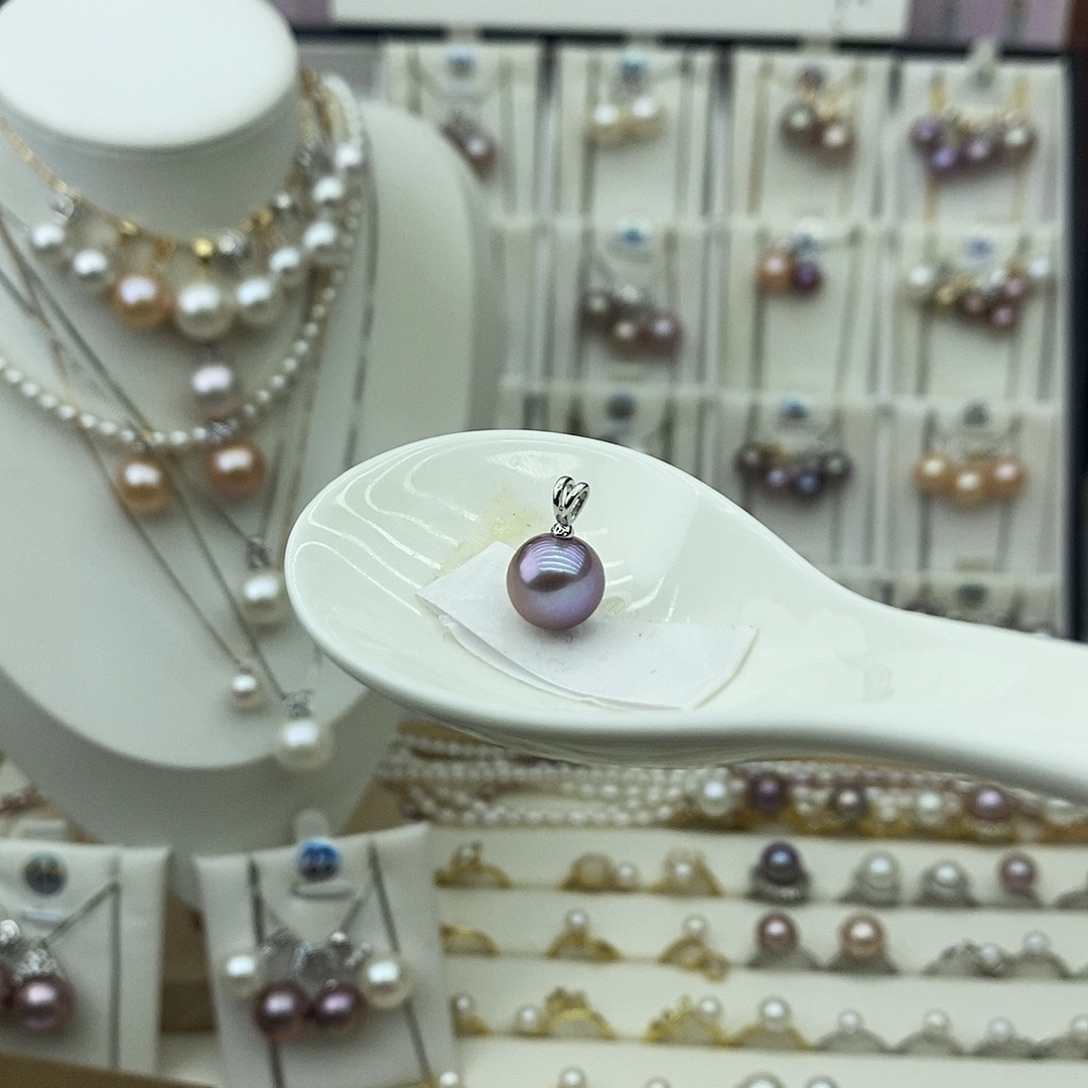 淡水珍珠银S925镶嵌吊坠(不含链)