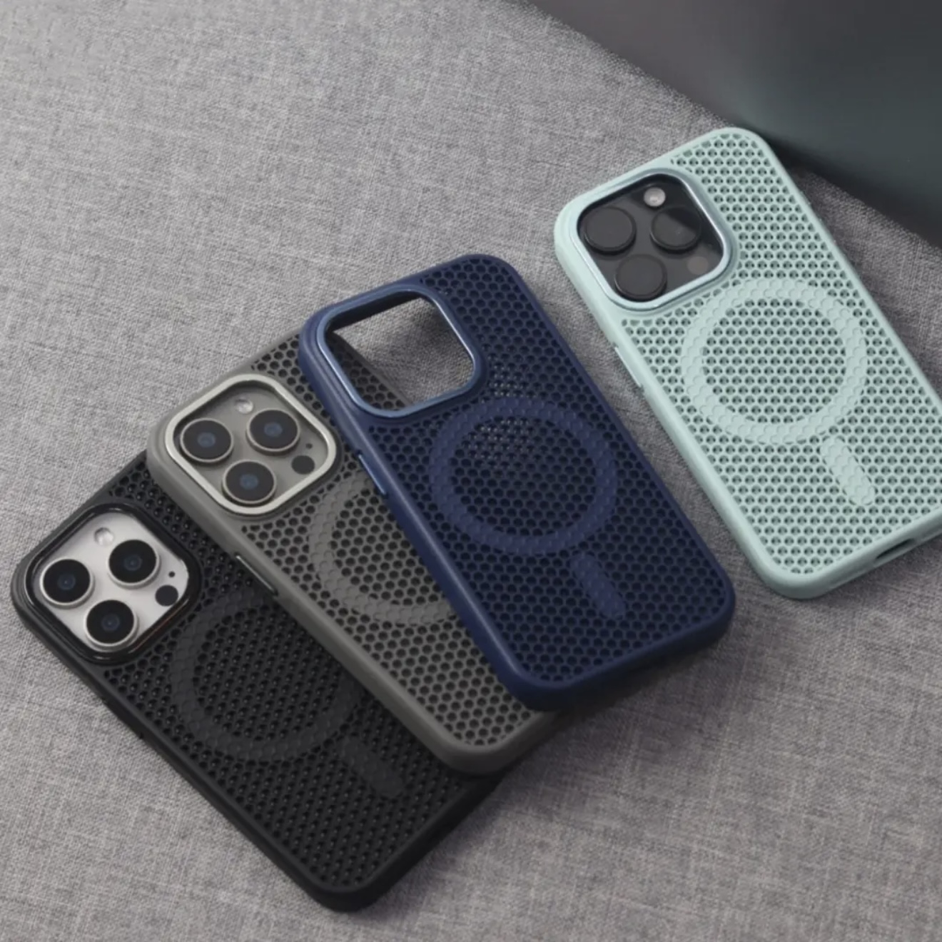 磁吸防摔蜂窝散热网壳适用苹果iphone16promax/15/14/13/12手机壳