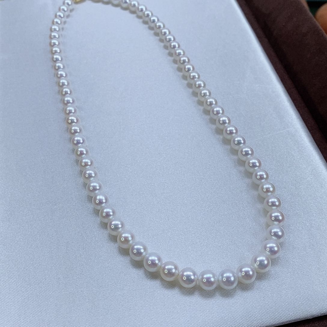 淡水珍珠项链18K金镶嵌6.5-7