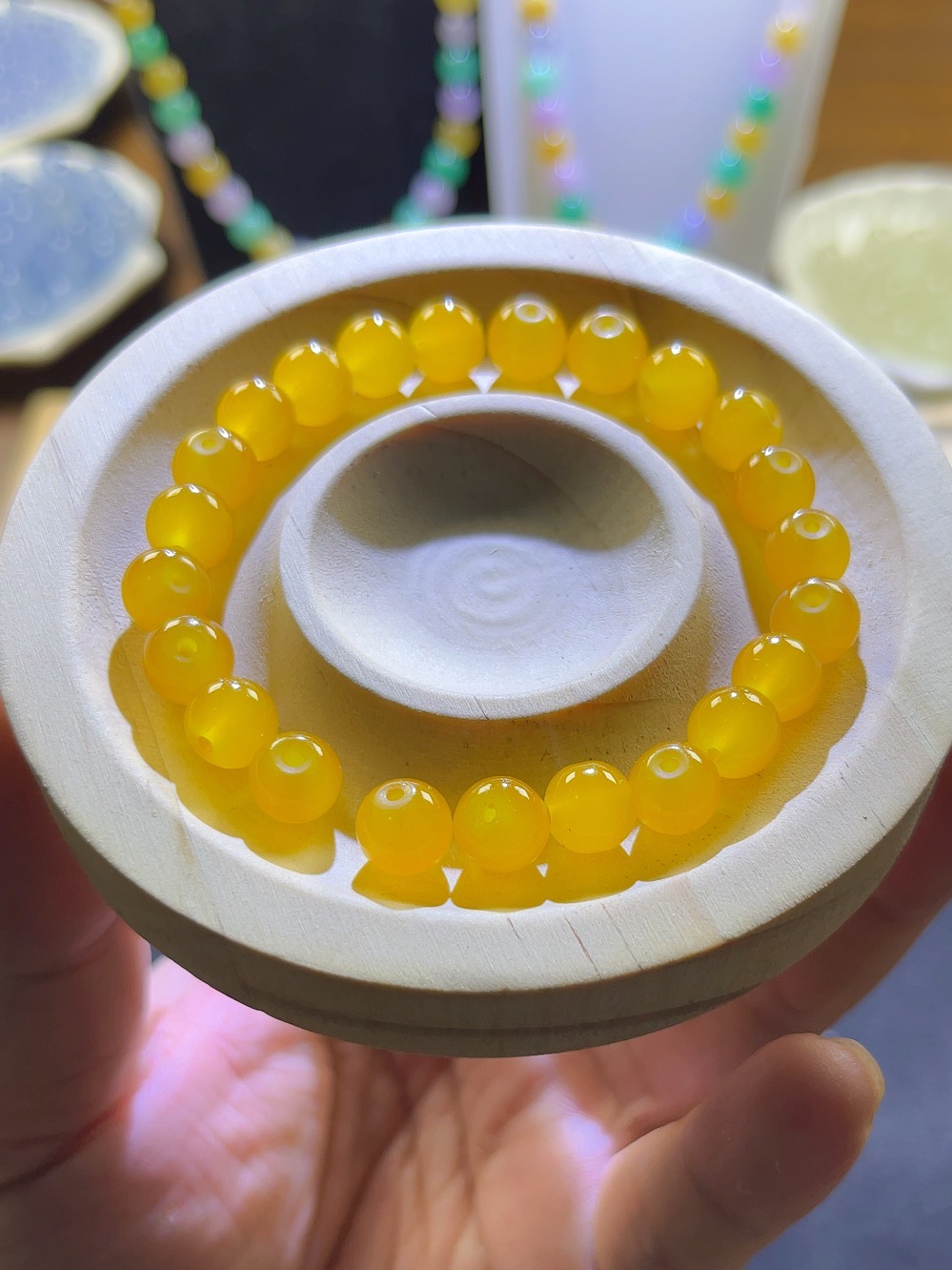 F正品8MM缅A老坑种黄色珠串多样性发一（Y008)