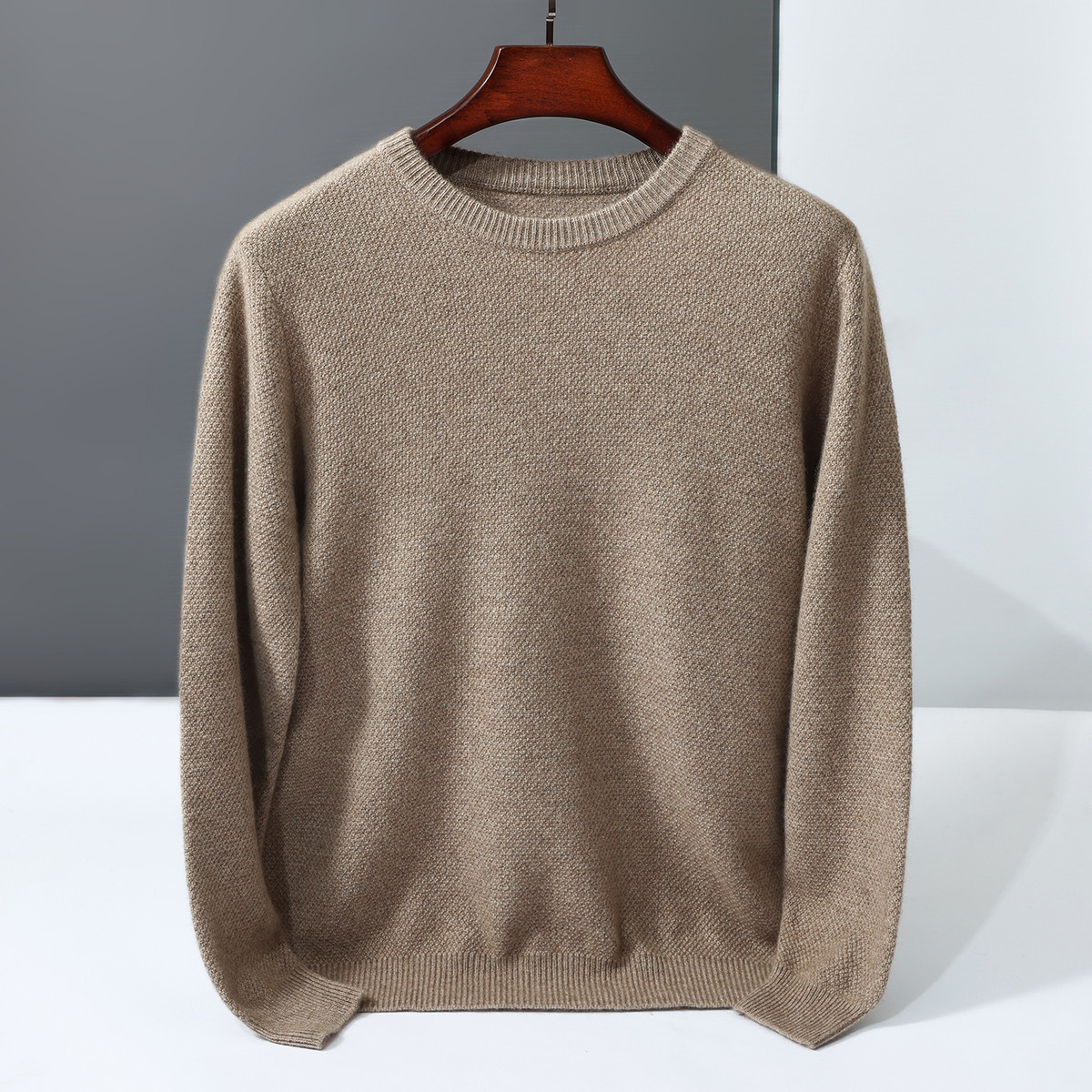 秋冬新款山羊绒衫男士圆领加厚毛衣宽松大码针织打底衫羊毛衫商务