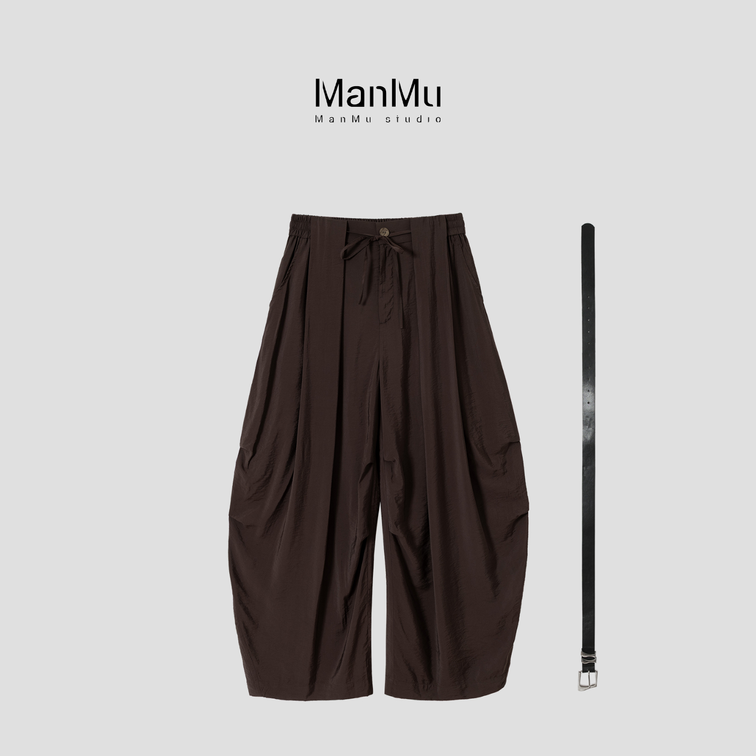 满目ManMu【张琪专属】莱赛尔夏季薄款宽松休闲裤子JJFS2019