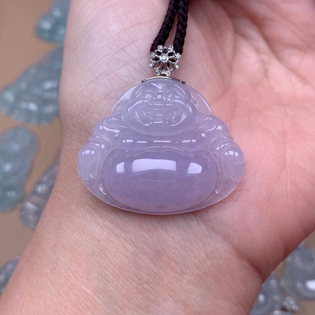 翡翠18K金镶嵌颈饰缅甸翡翠A货