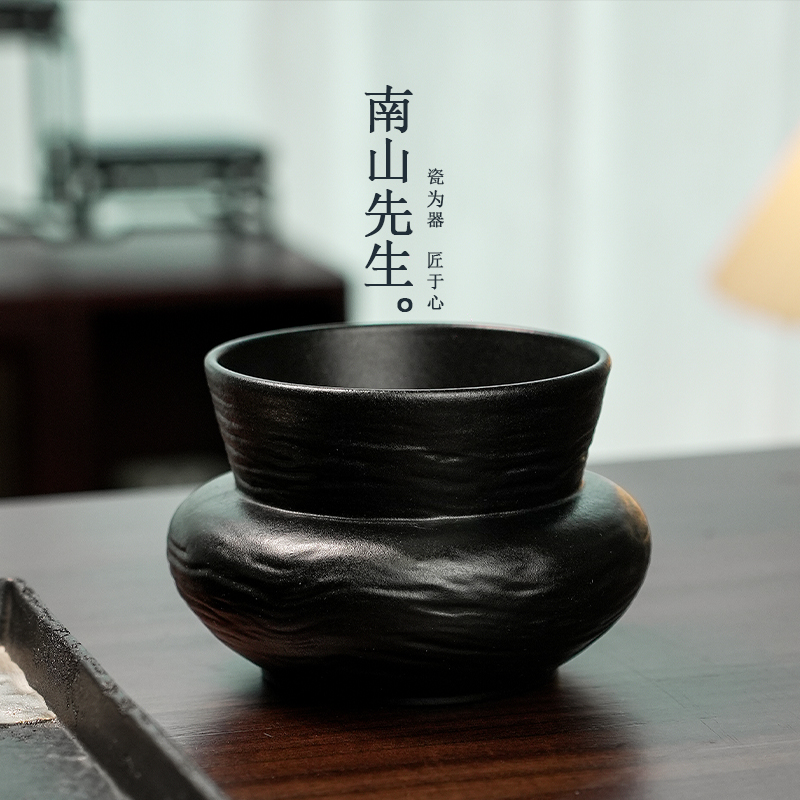 南山先生 古拙波纹建水 家用 杯洗陶瓷茶渣缸功夫茶具茶道零配