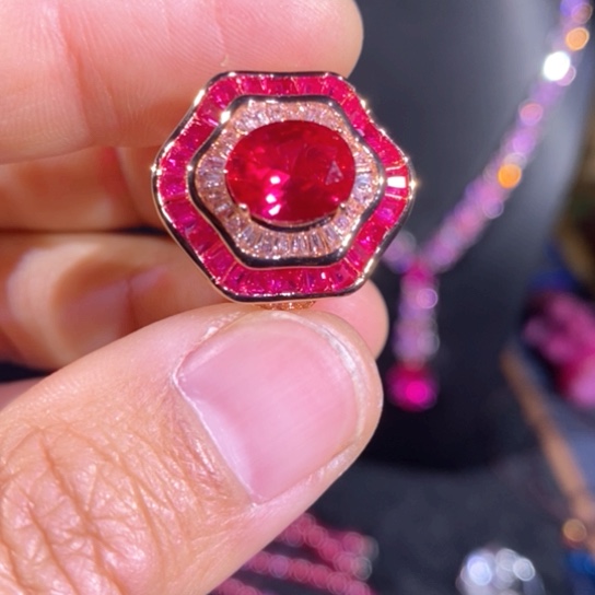 银S925镶嵌颈饰红宝石