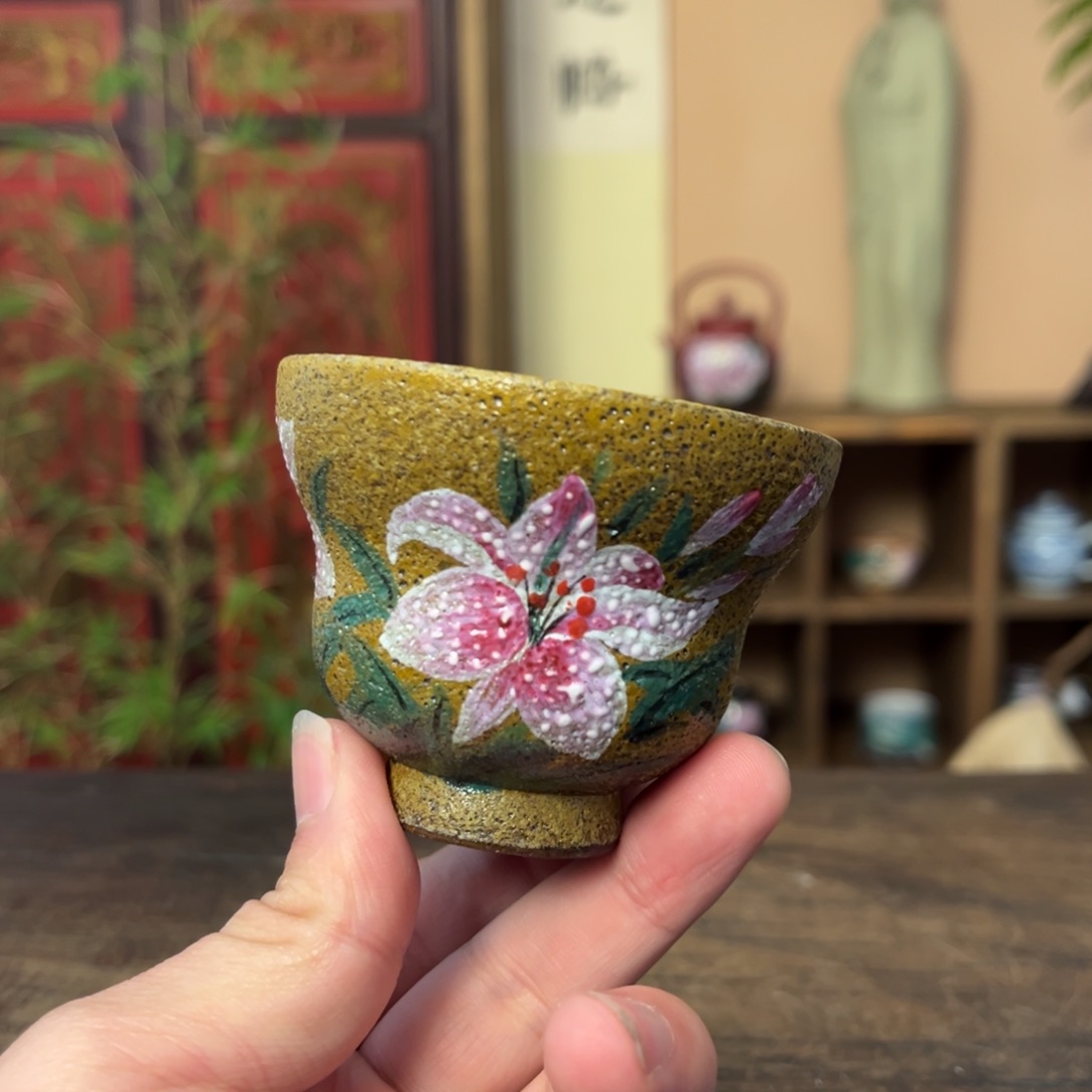杯柴烧手工手绘陶瓷