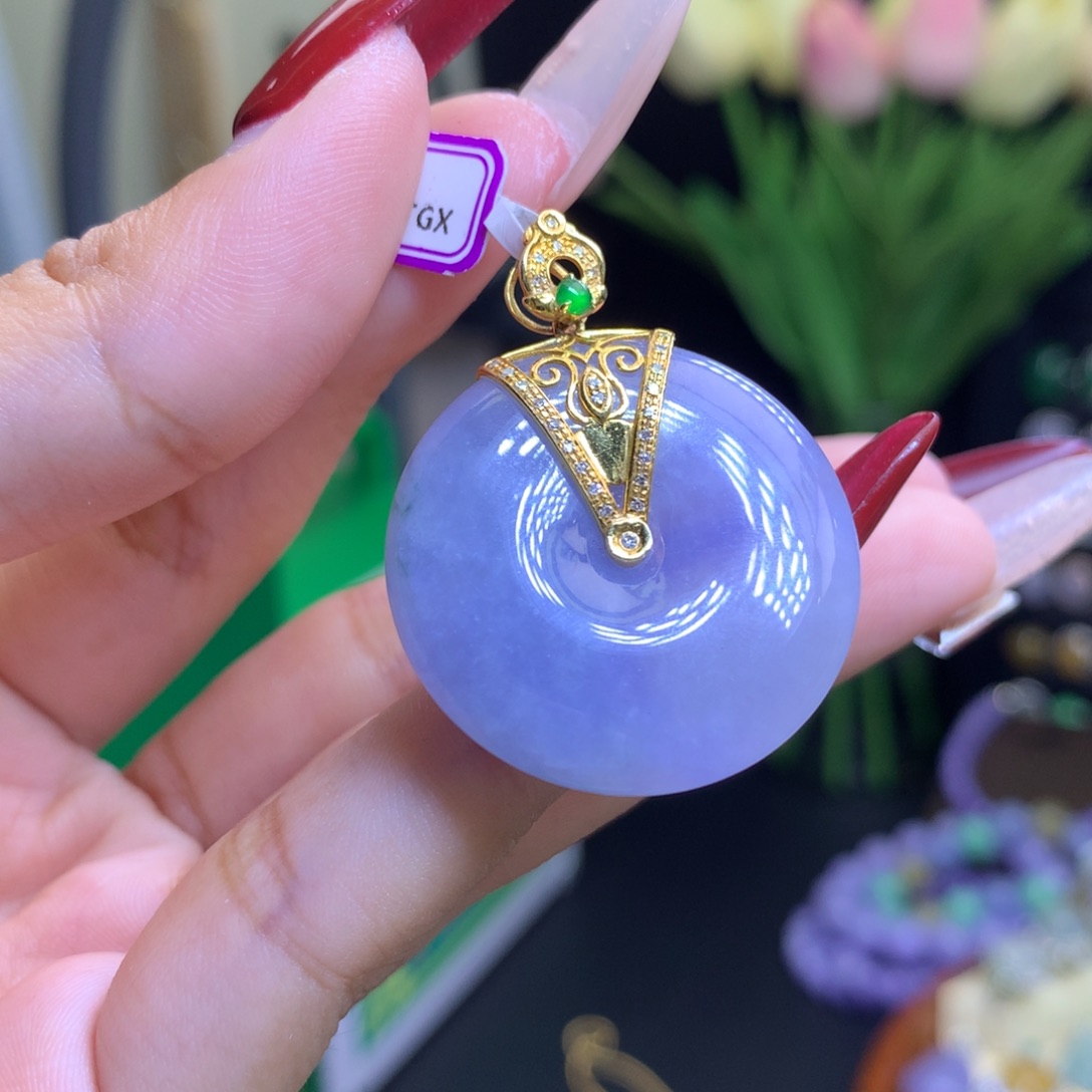 翡翠颈饰18K金镶嵌天然