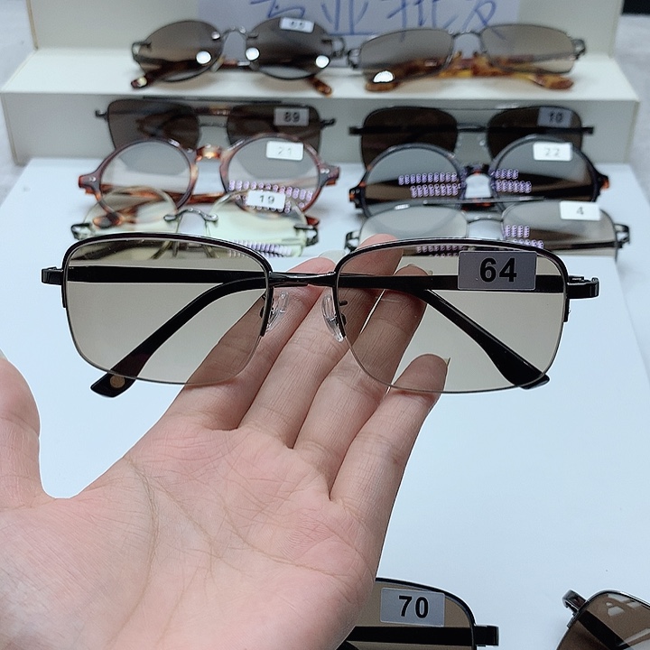 茶水晶半框眼镜64