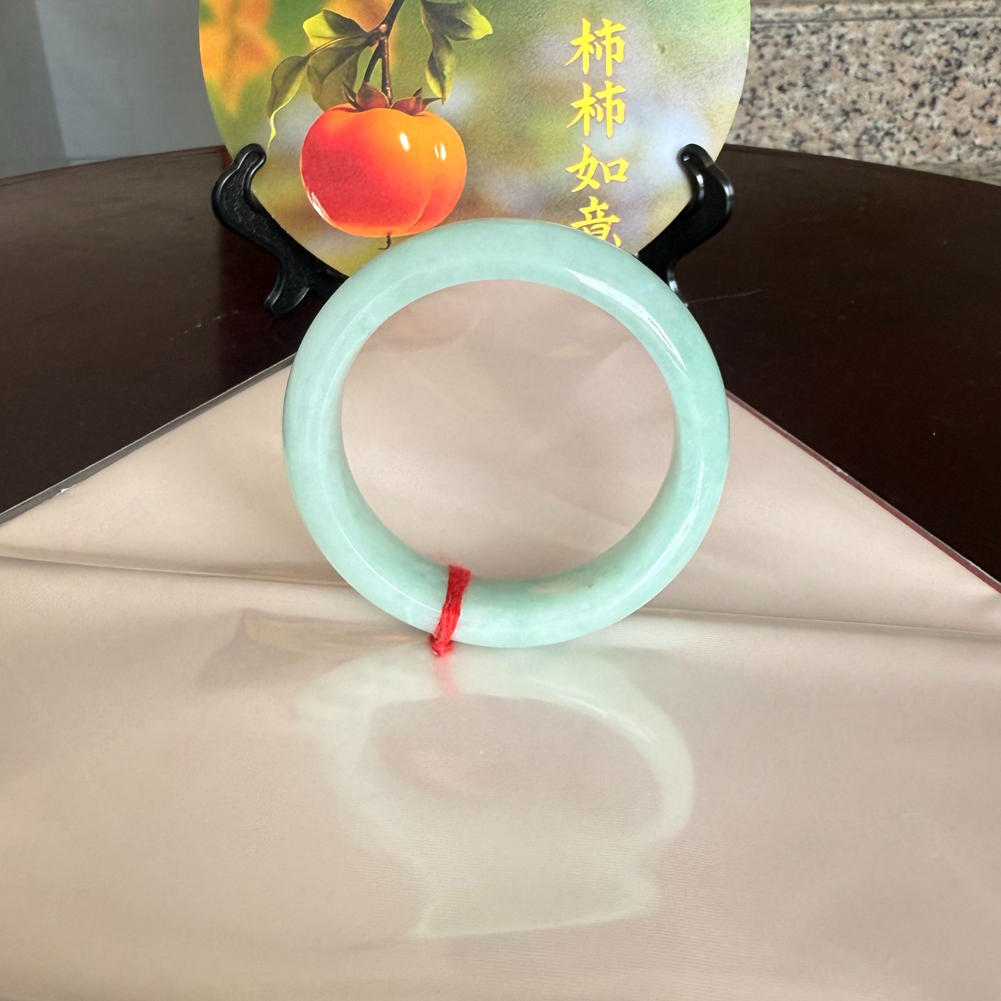 翡翠手镯天然A货细糯化底（55-56mm圈口）女款绿色绿色