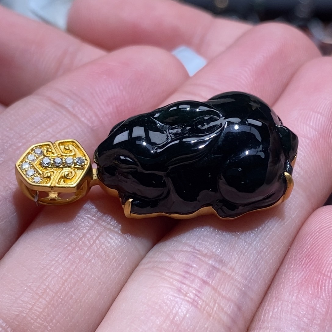 吊坠(不含链)18K金镶嵌翡翠