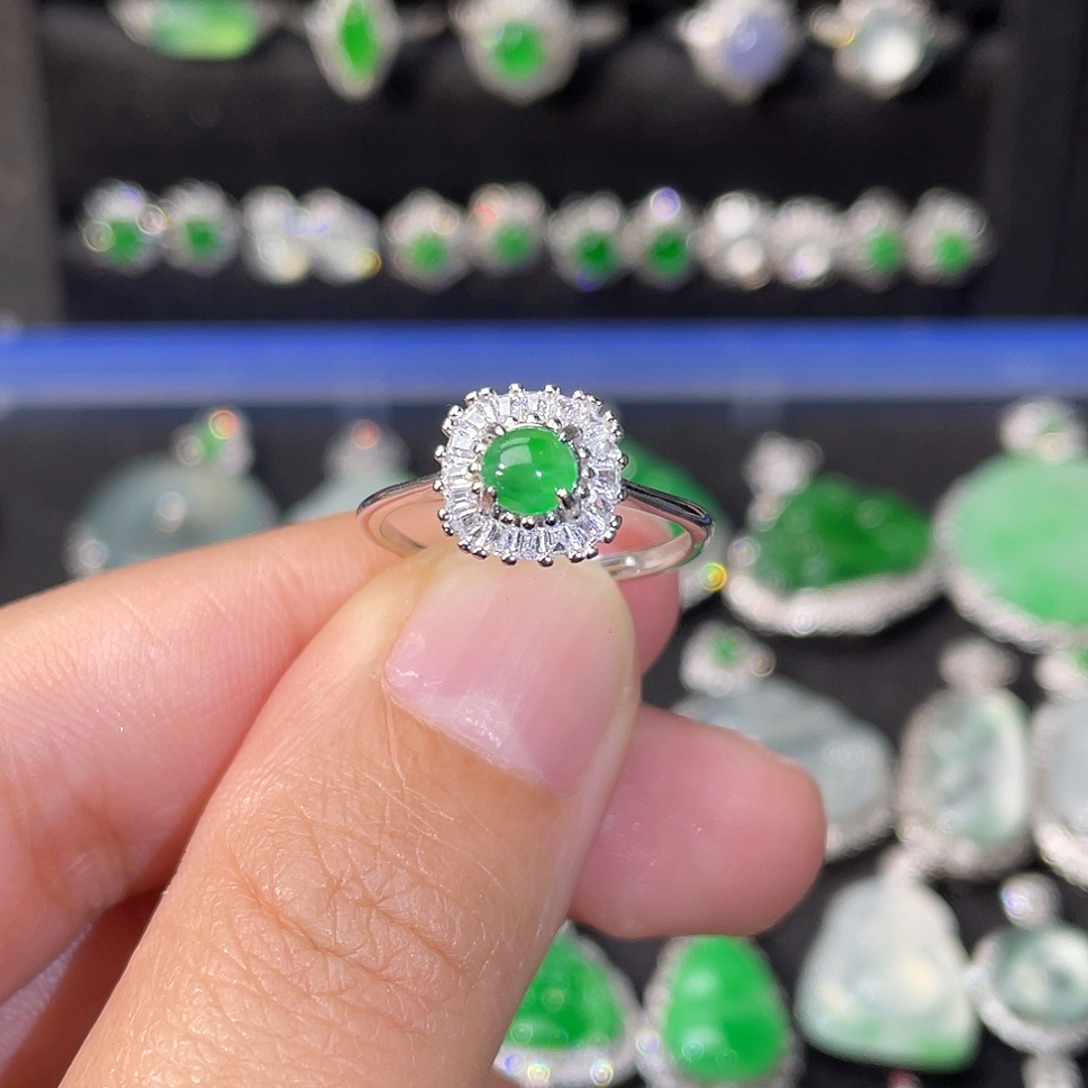 翡翠银S925镶嵌戒指