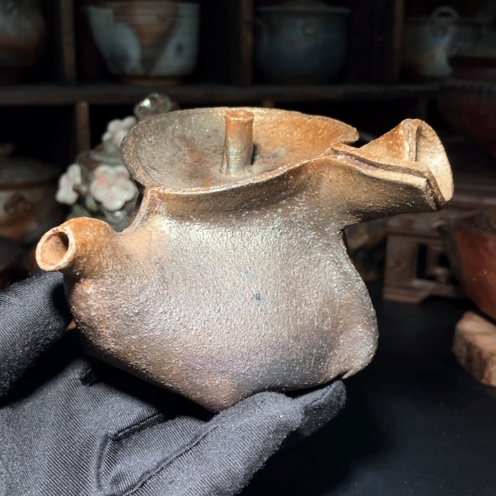 陶瓷万古烧侧把茶壶