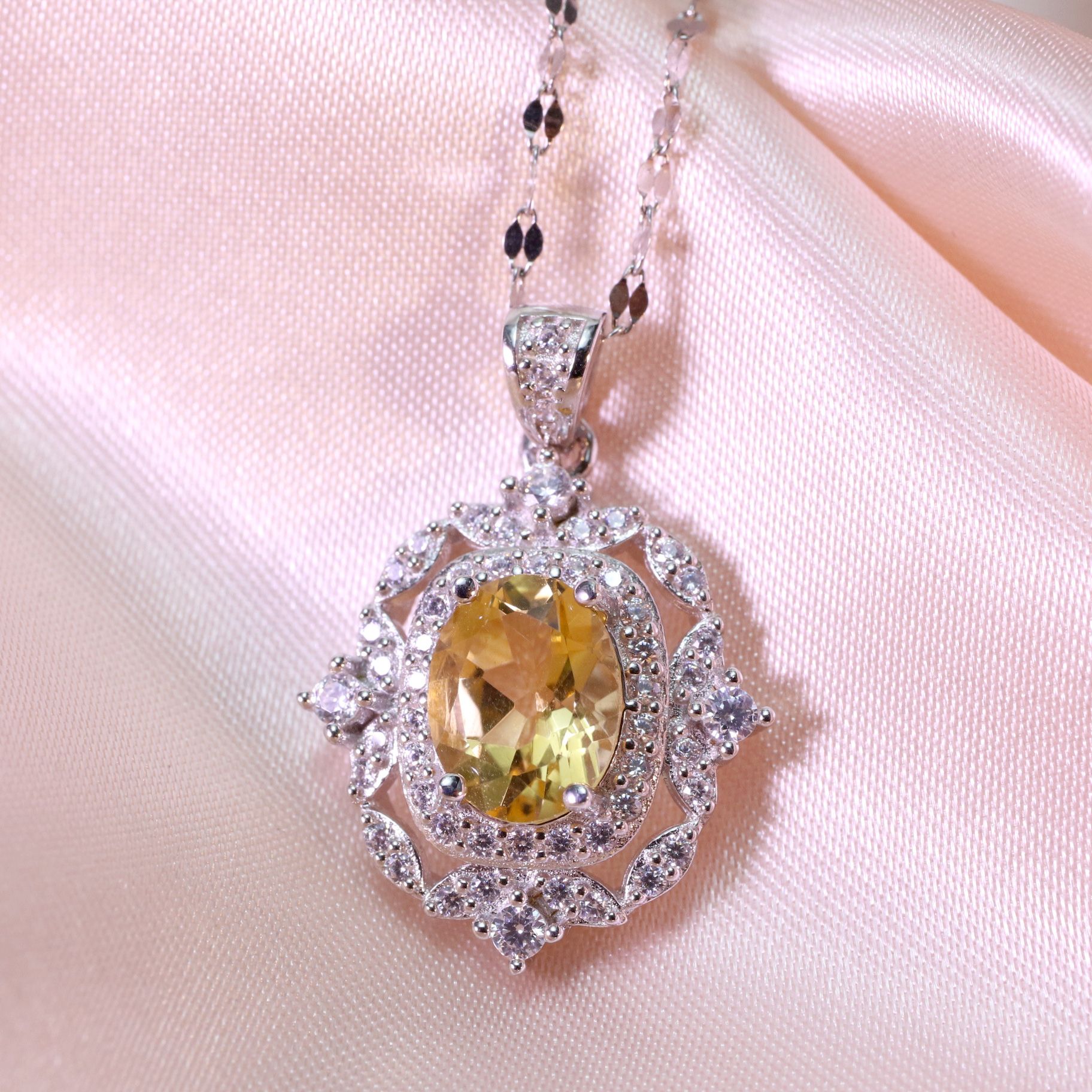 《事业系列-流光》唯漫轻奢天然黄水晶吊坠时尚百搭